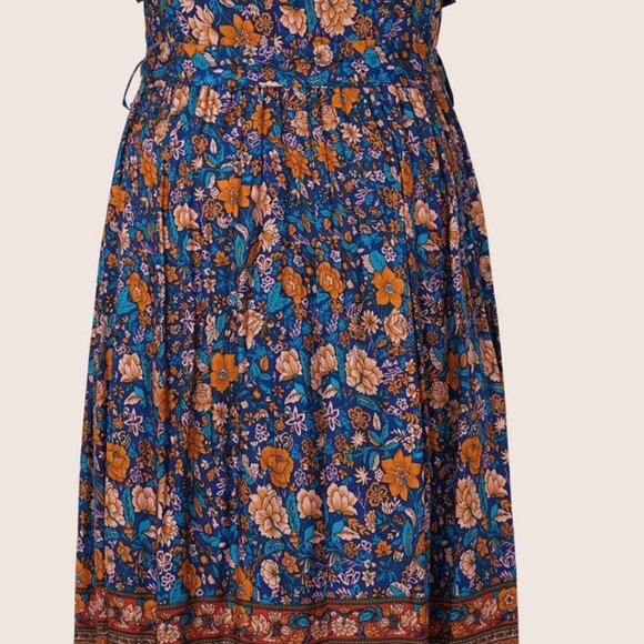 NEW Bandana Surplice Neck Pocket Belted Flutter Hem Maxi Dress Plus Size 2X - Picture 6 of 9